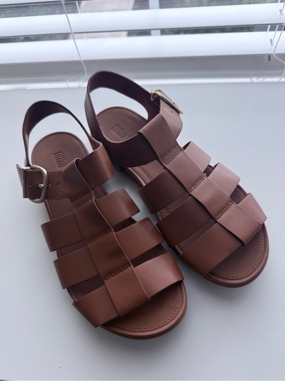Fitflop Brown Leather Woven Slingback Sandals